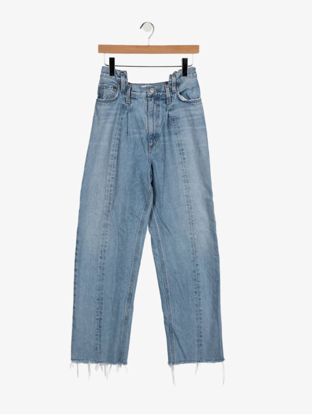 AGOLDE Light-Wash Pleated Wide-Leg Jeans, size 27